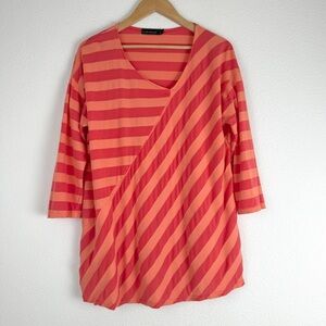 Cut Loose Asymmetric Stripe Knit Top Shirt Tunic Longline Knit Small